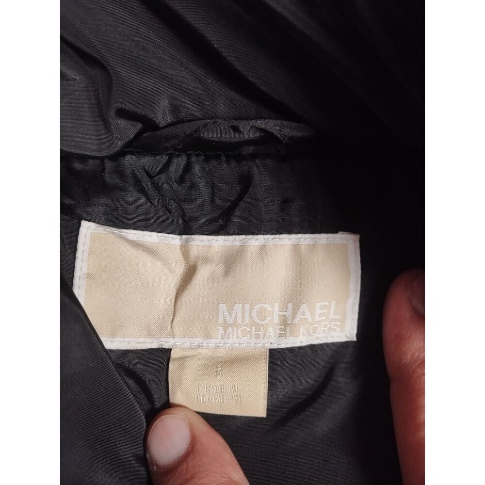 Michael Kors Women S Black Long Puffer Jacket Quilted Gold Hardware Logo - Picture 5 of 5